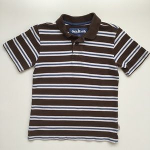 🛍 Sz 6, S/S Polo Shirt, Brown Stripes, Oshkosh